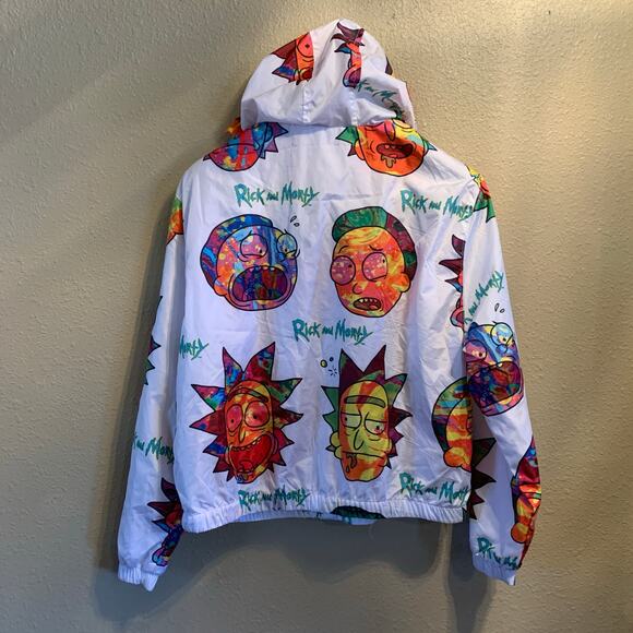 Members Only Size XL Rick & Morty All Over Print Hooded Jacket Windbreaker A38 - Picture 10 of 10